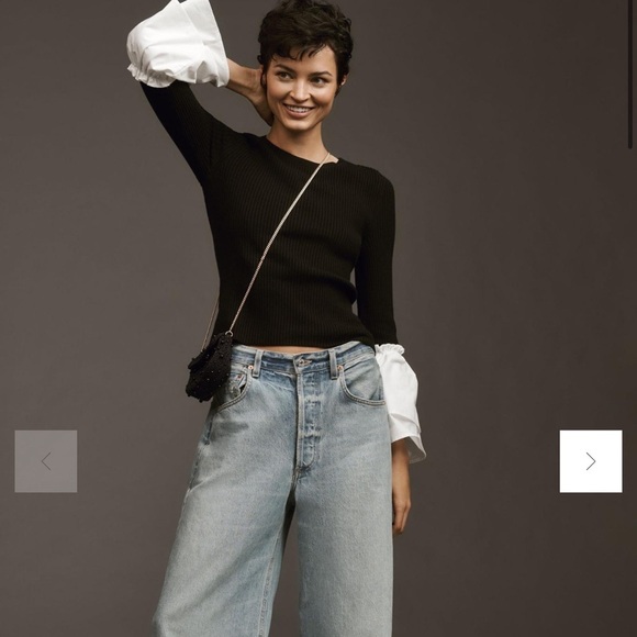 Anthropologie Maeve Bell‎ Sleeve Sweater Black Small - Picture 1 of 9